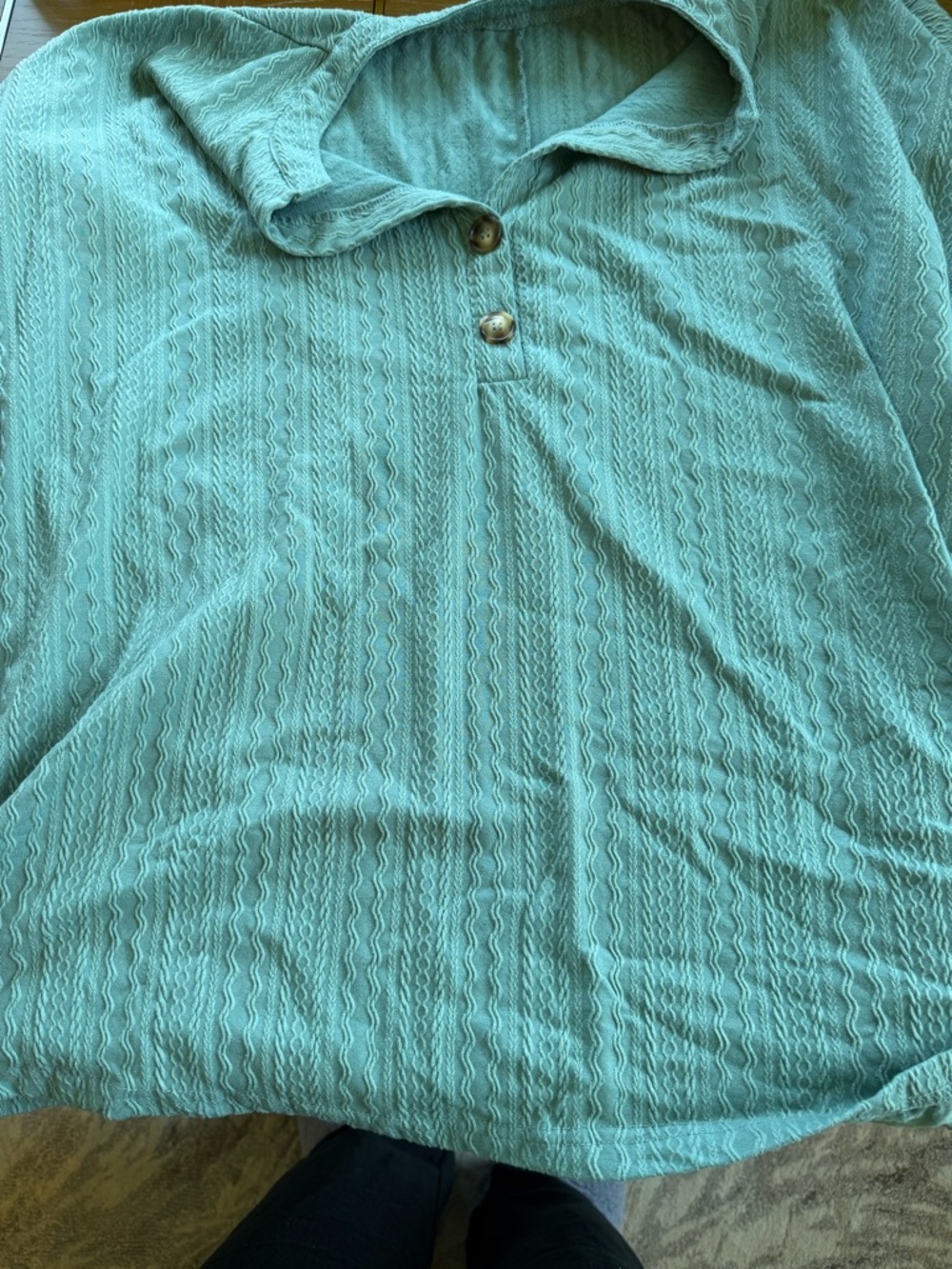 Light Teal Textured Polo Top
